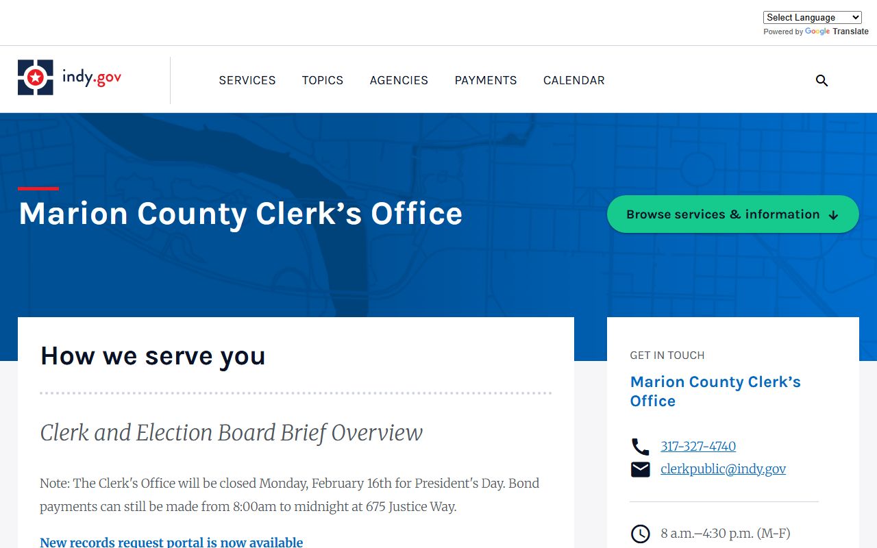 Indianapolis Marion County Clerk office court records portal