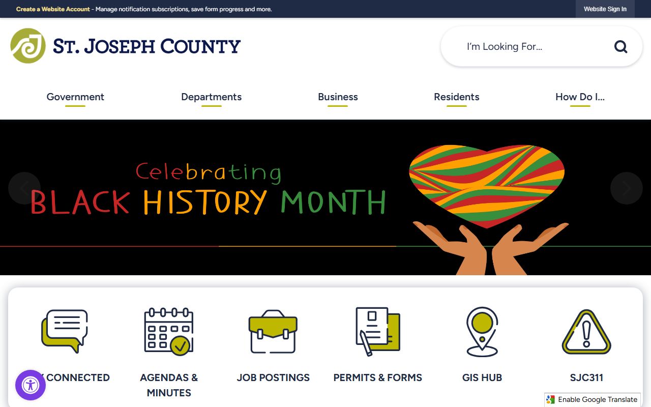 St. Joseph County government website for South Bend court services