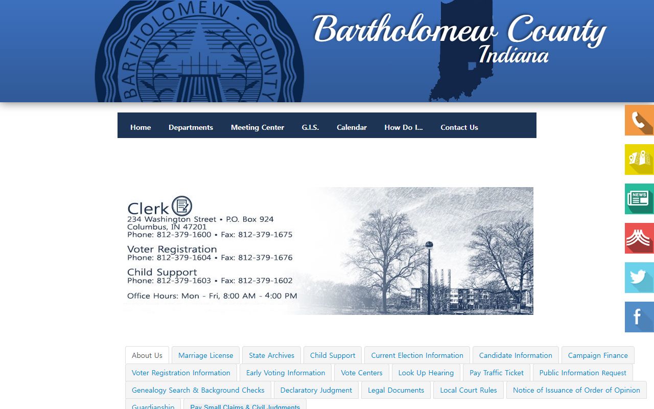 Bartholomew County Clerk of Courts office page