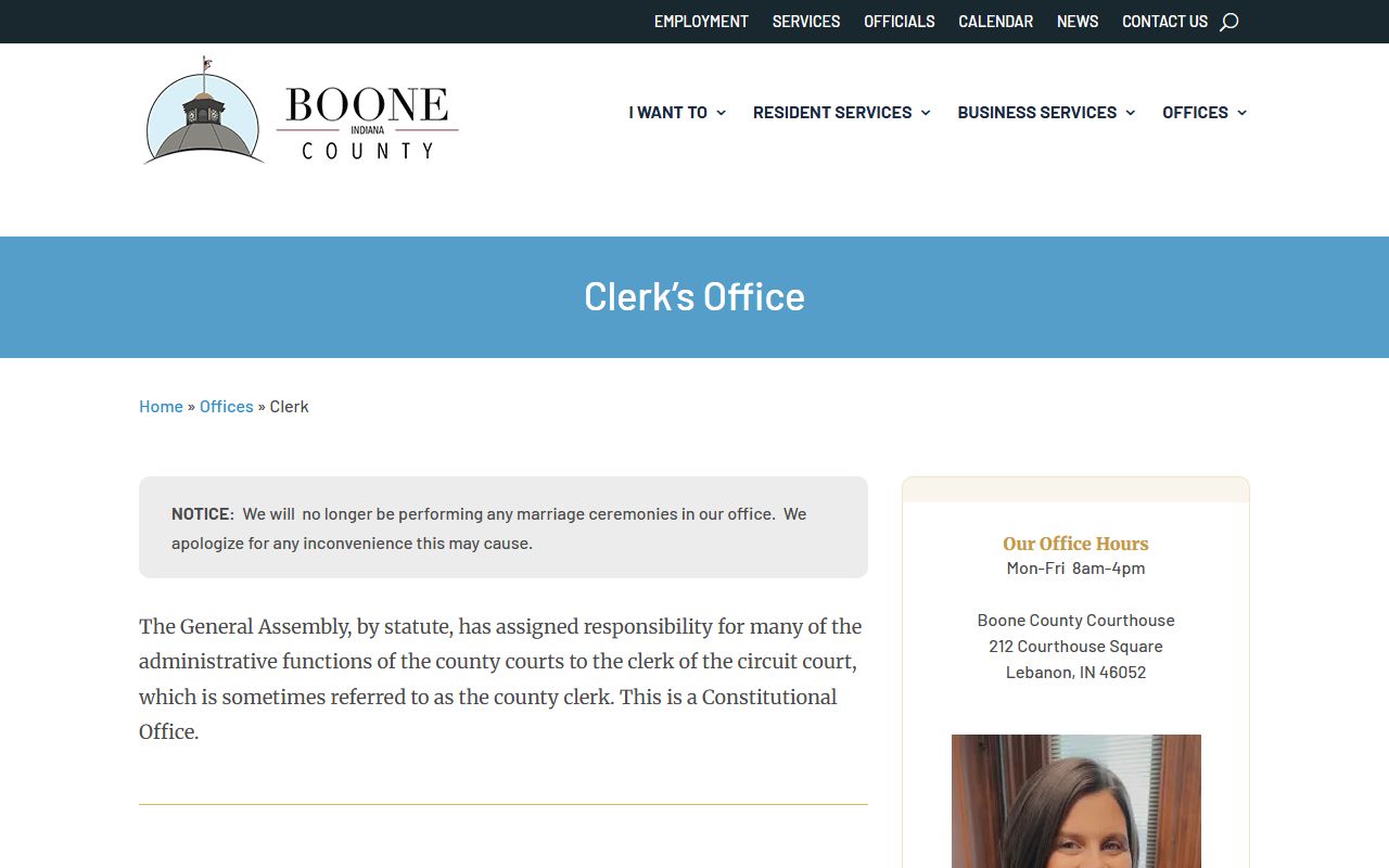 Boone County Clerk of Courts office website