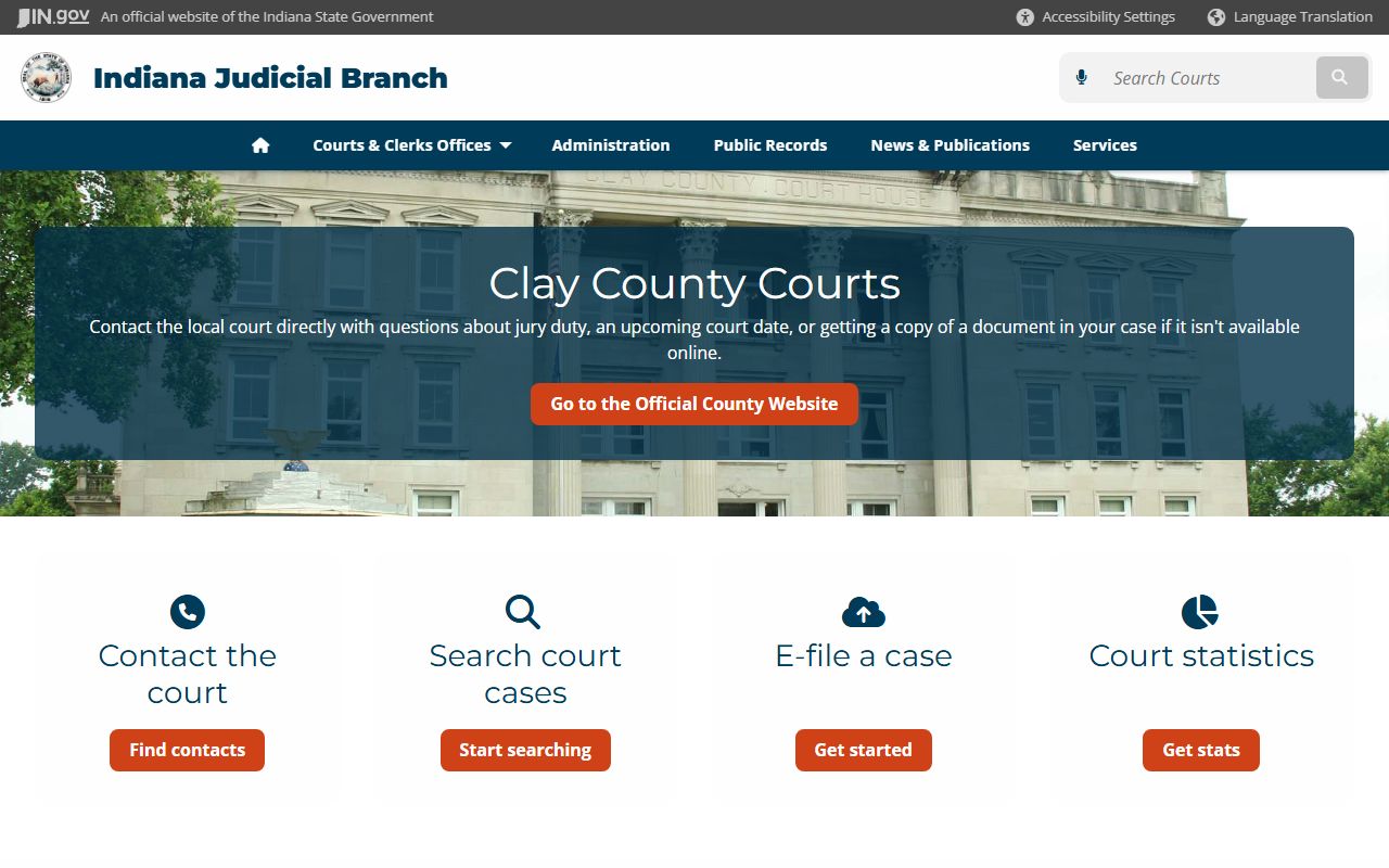 Clay County Indiana court information page