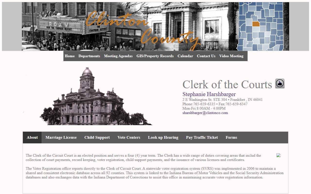 Clinton County Clerk of Courts office page