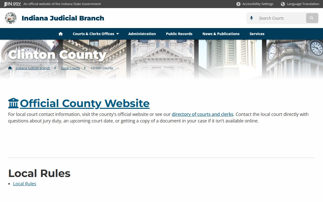 Clinton County Indiana court information page