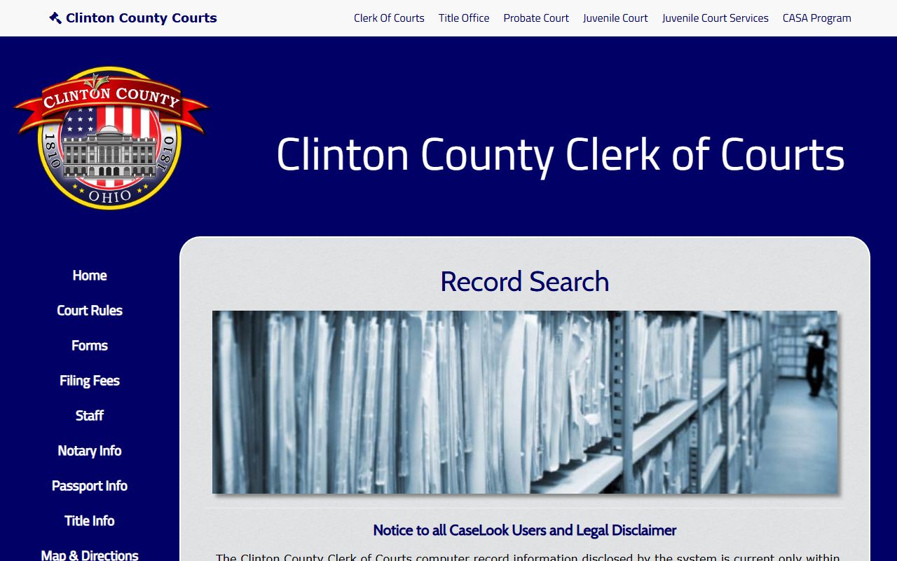 Clinton County court records search portal