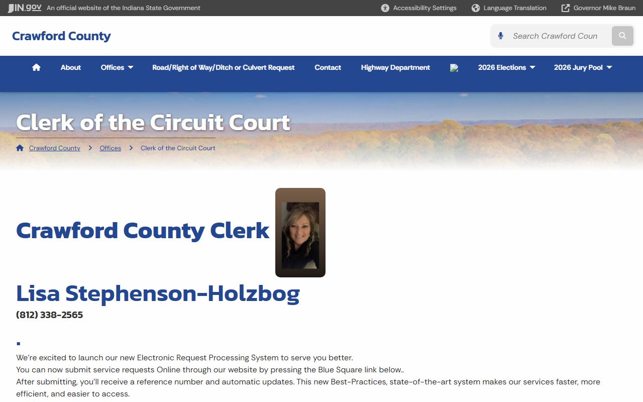Crawford County clerk office information on IN.gov
