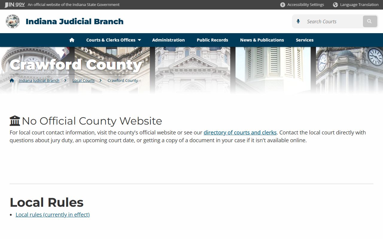 Crawford County Indiana court information page