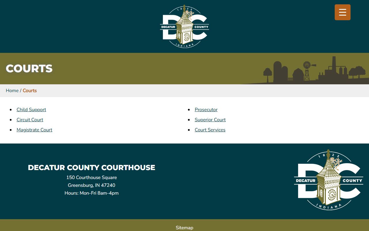 Decatur County courts information page for case filings