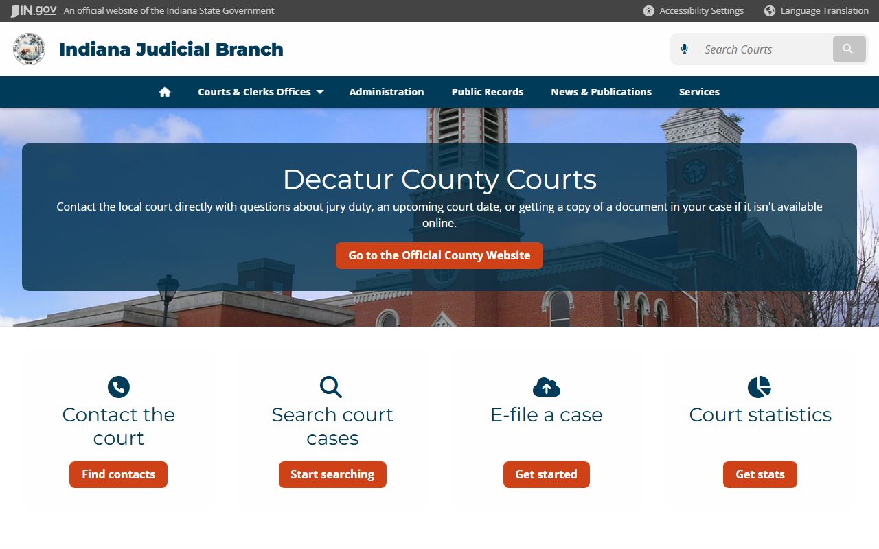Decatur County Indiana state judicial branch court records directory