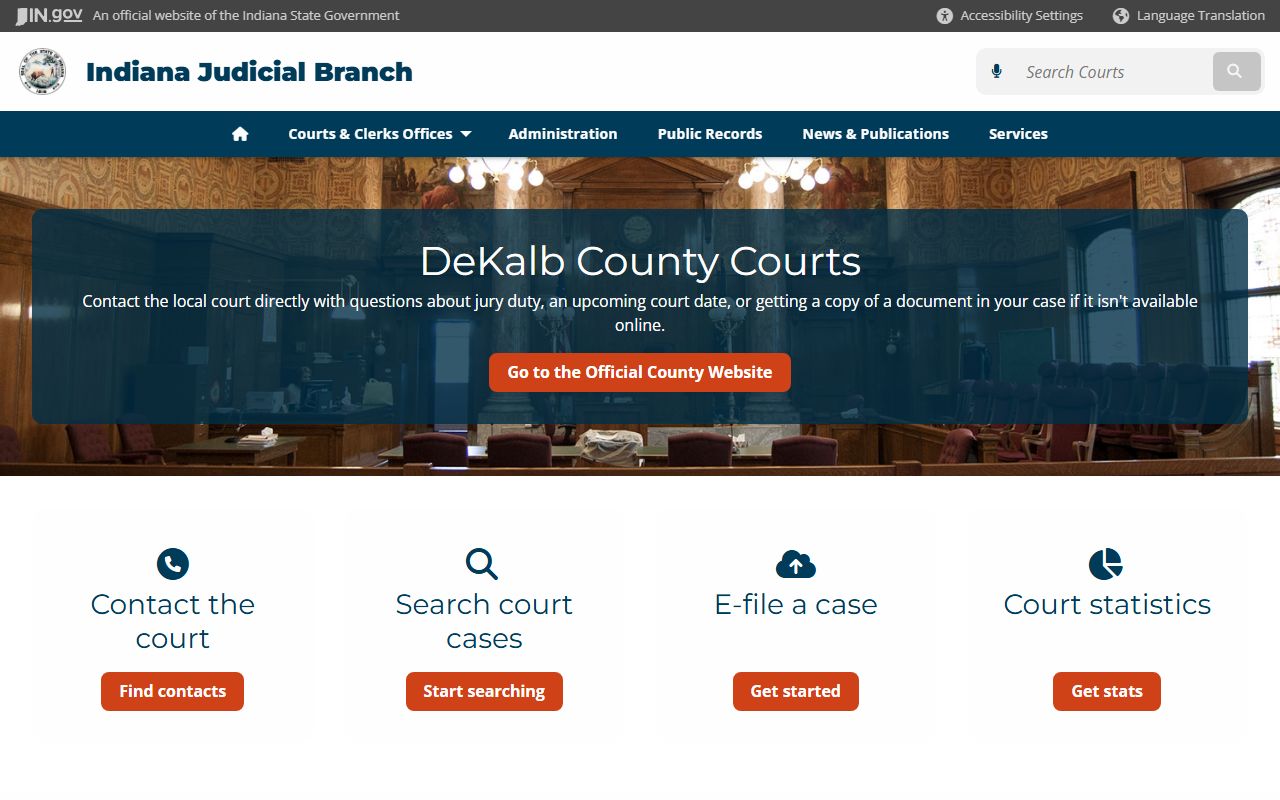 DeKalb County Indiana state judicial branch court records directory