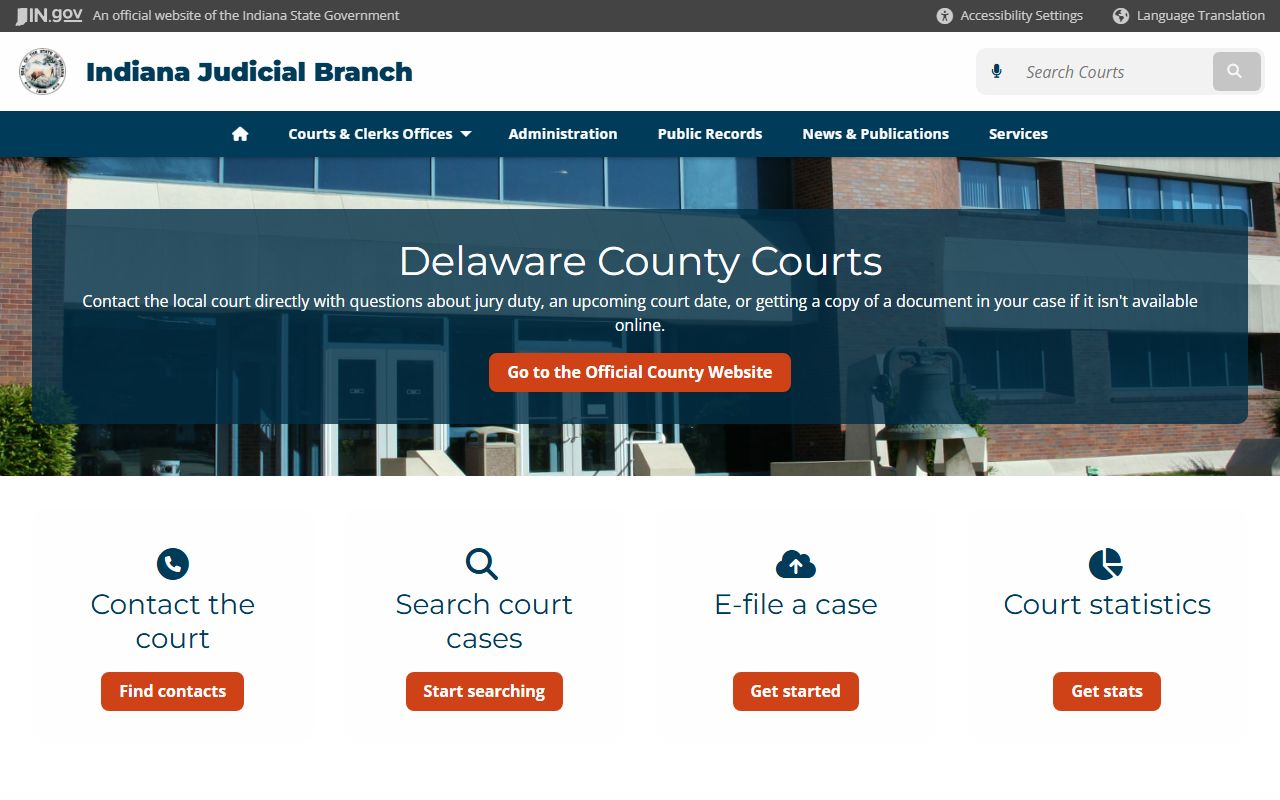 Delaware County Indiana judicial branch court records directory