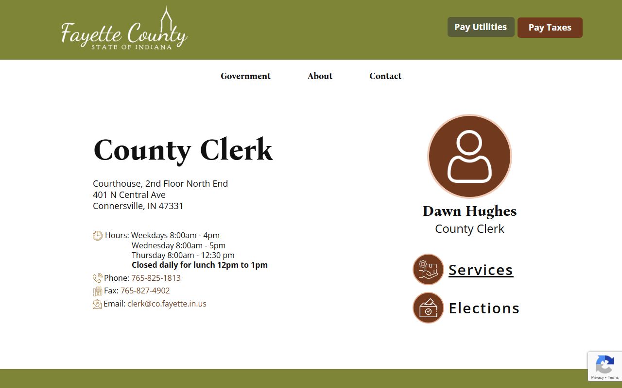 Fayette County Clerk of Courts office page for court records