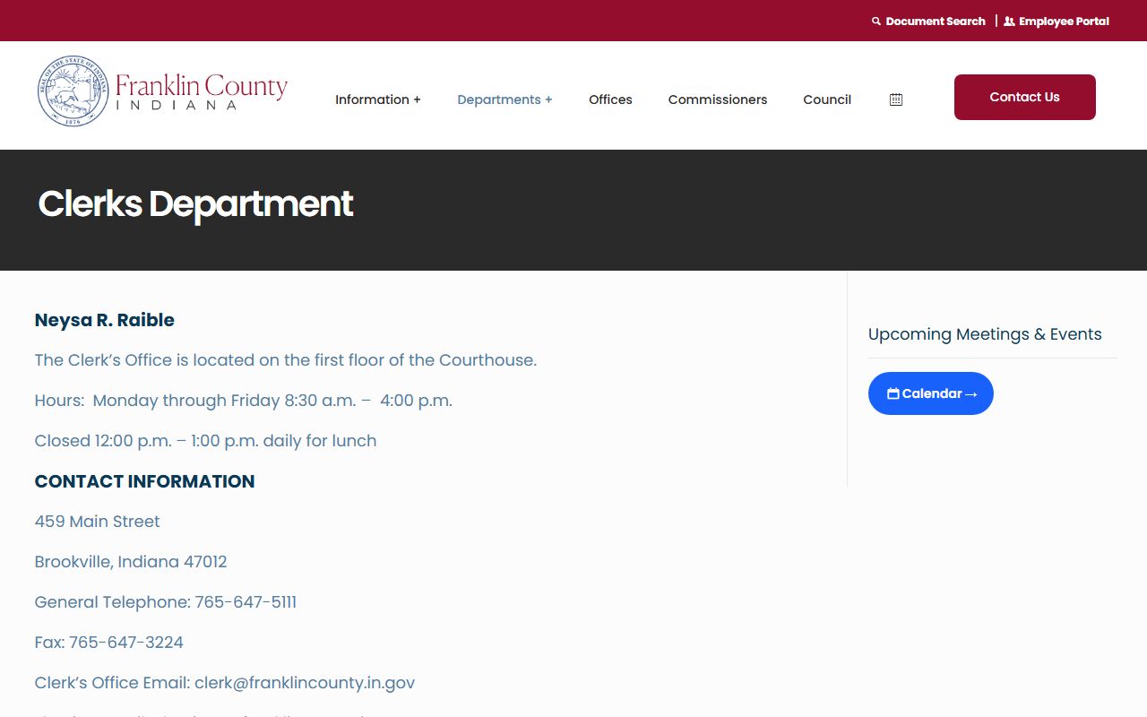 Franklin County Clerk of Courts office page for records and filings