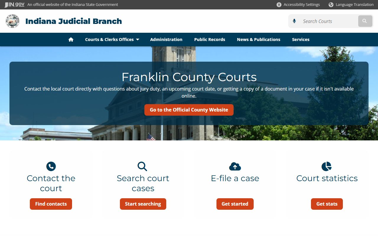 Franklin County Indiana judicial branch court records directory