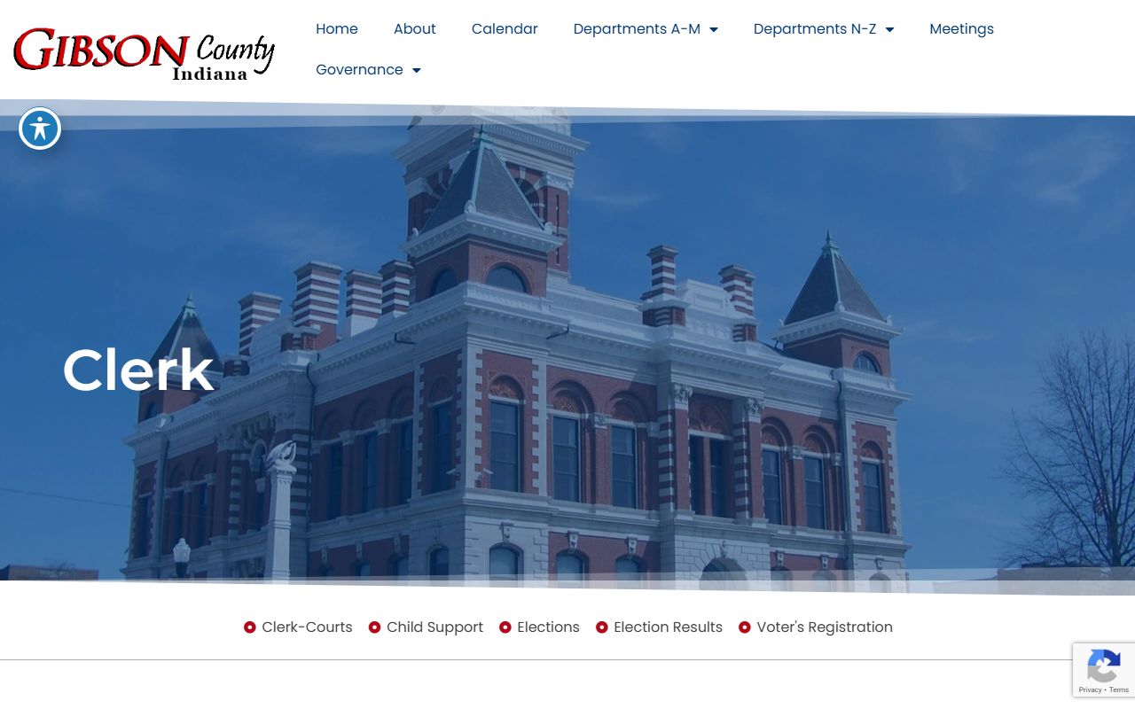 Gibson County Clerk of Courts office page for court records