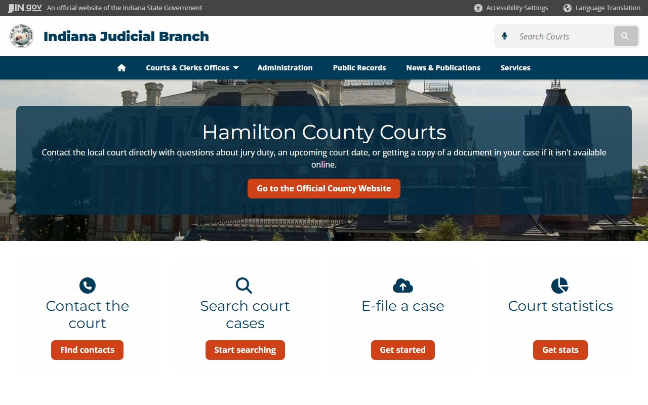 Hamilton County Indiana court information page