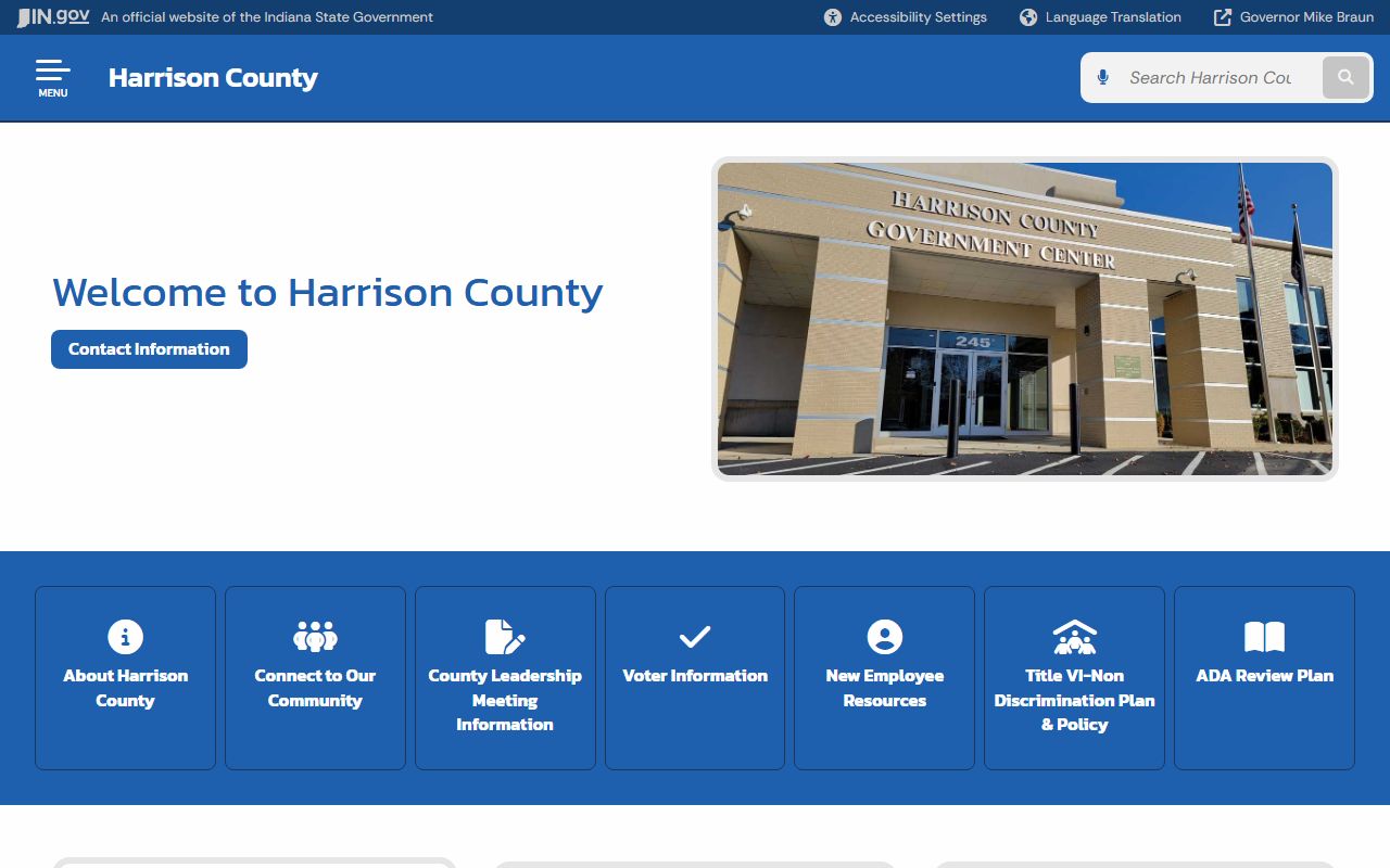 Harrison County Indiana government website for court records