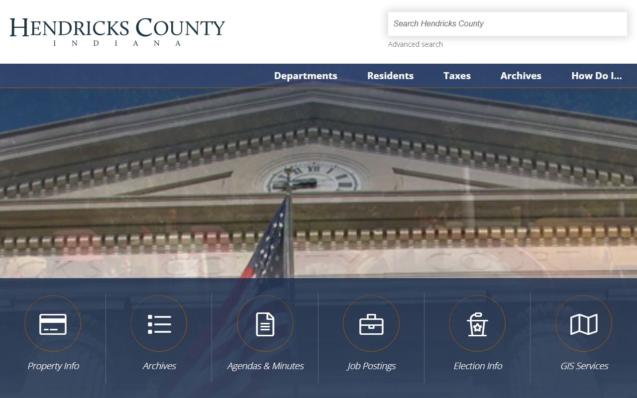 Hendricks County Indiana government website for court records