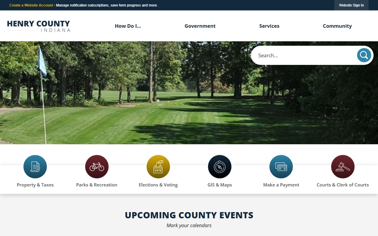 Henry County Indiana government website for court records