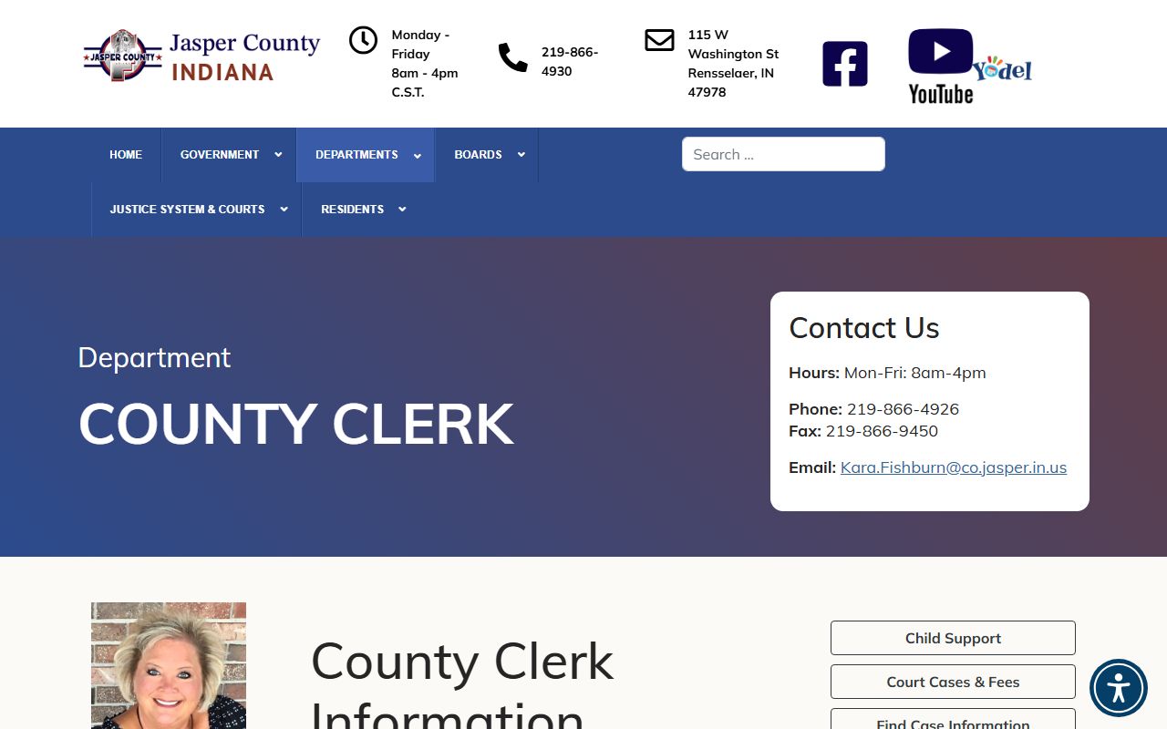 Jasper County Indiana clerk office website for court records