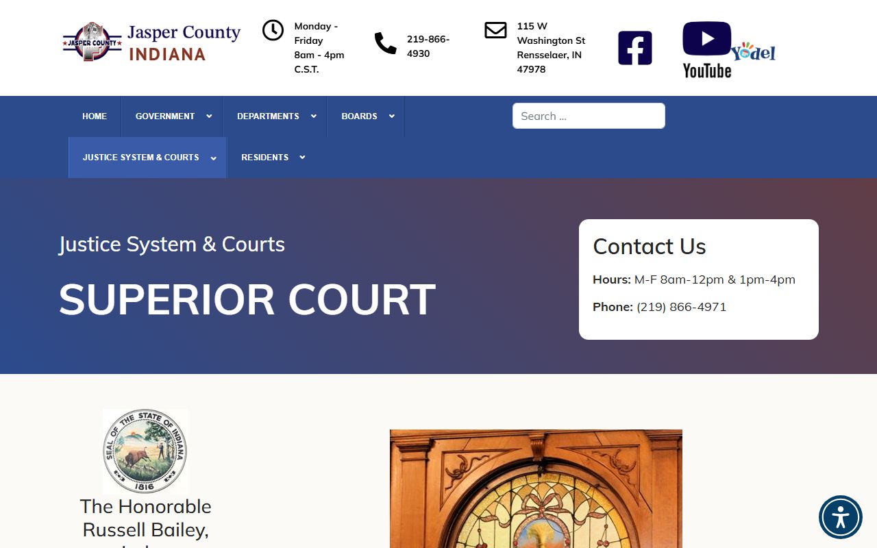 Jasper County Indiana court information page