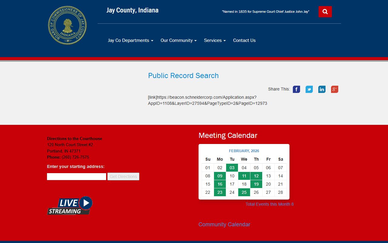 Jay County Indiana court records and services page