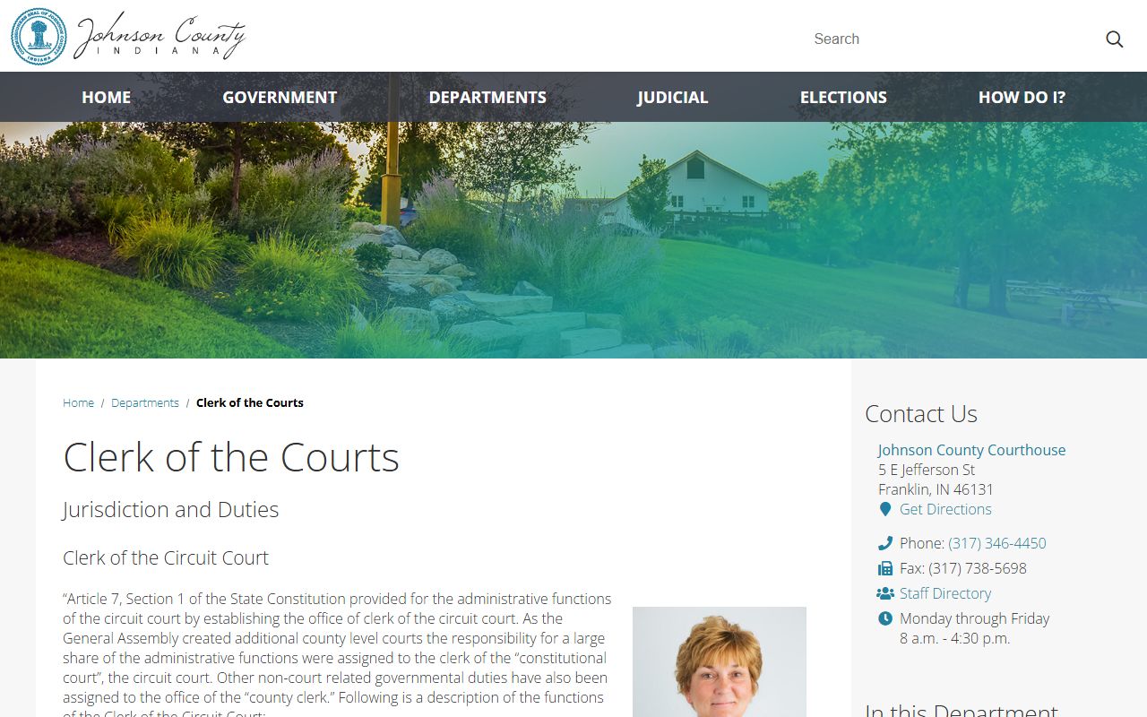 Johnson County Clerk of Courts office page for court records