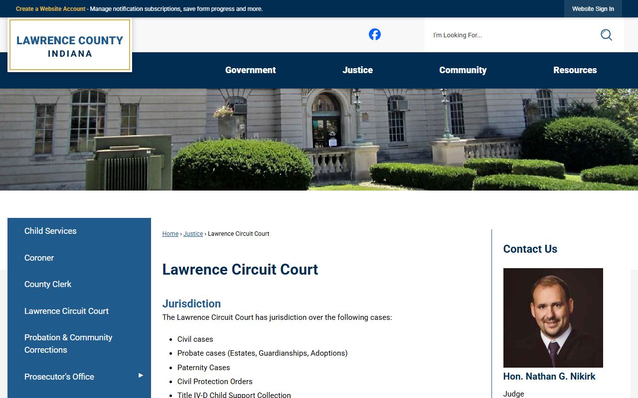 Lawrence County Circuit Court information page for court records