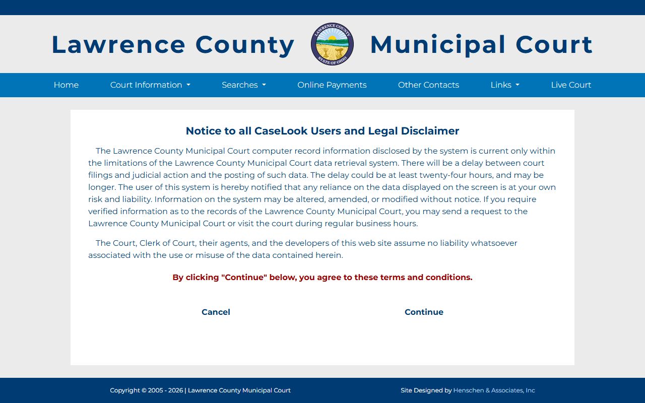 Lawrence County court records search portal