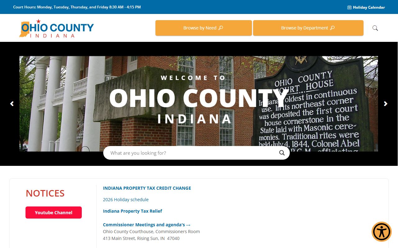Ohio County Indiana government website homepage