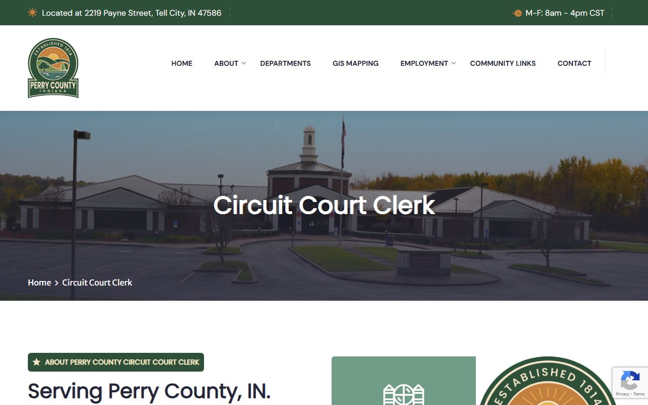 Perry County Circuit Court Clerk office page for court records
