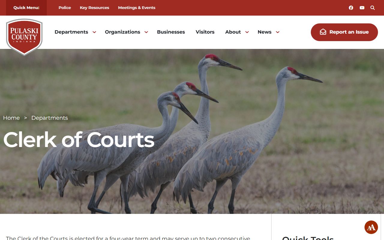 Pulaski County Clerk of Courts office page for court records
