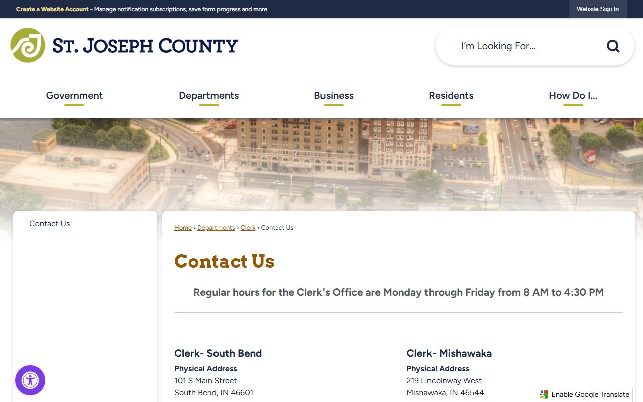St. Joseph County government website for court records
