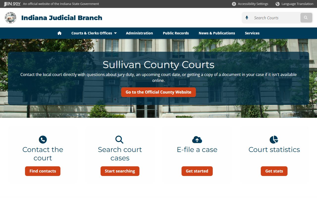 Sullivan County Indiana court information page