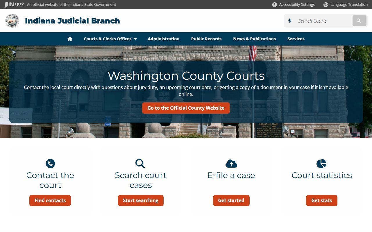 Washington County Indiana court information page