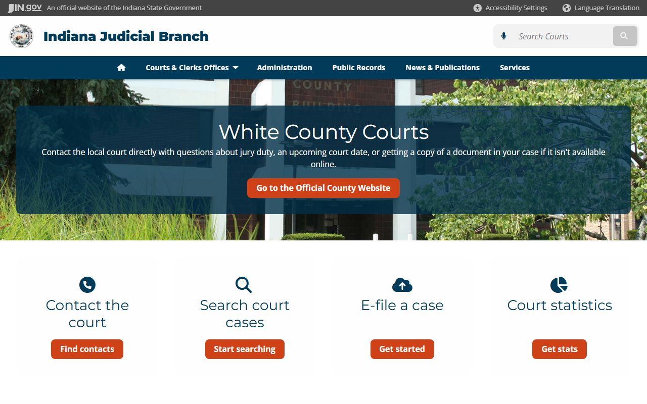 White County Indiana court information page