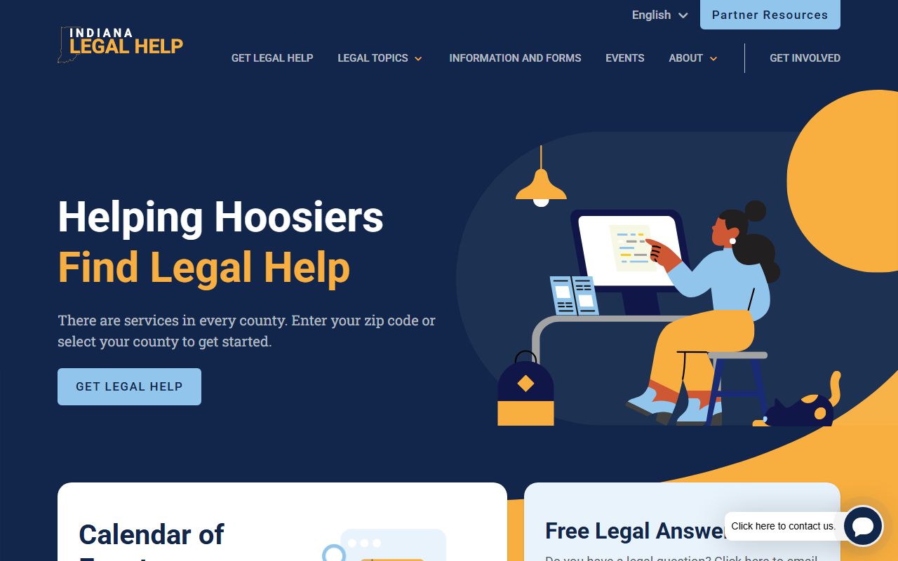 Indiana Legal Help website for court records and legal forms